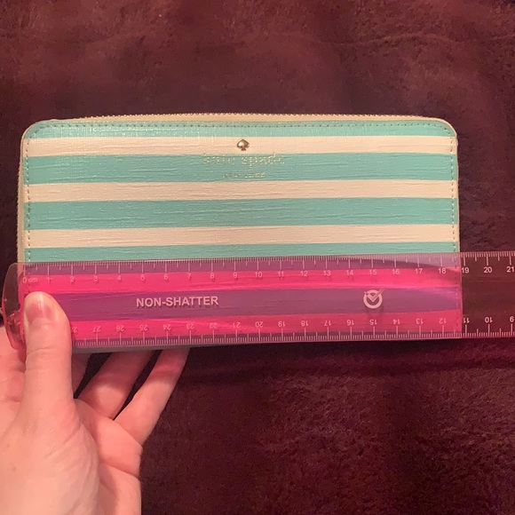 Kate Spade Blue Striped Zip Wallet - Picture 13 of 14